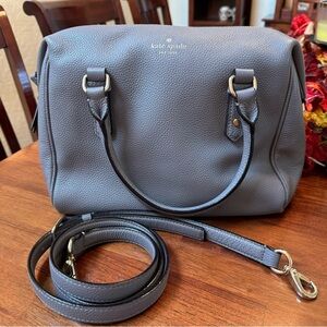 Kate Spade gray purse handbag double handle crossbody pebbled leather